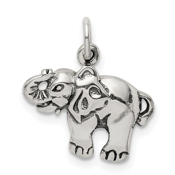 Sterling Silver Antique Elephant Charm - Picture 1 of 4